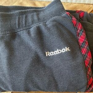 Reebok Sweatpants with Red Plaid Side stripes & pockets!